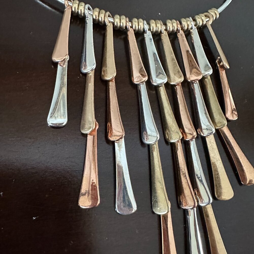 New Robert Lee Moris Soho Necklace With Multi Tone Dangling Cone Accents - Picture 3 of 14